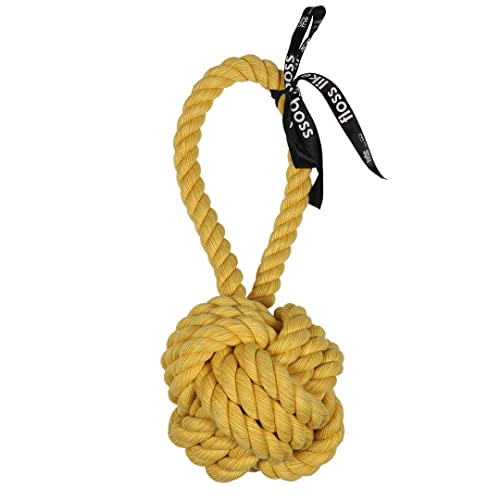 EBI, Are You Knots' Ball mit Schnalle, 37 cm, Gelb, mit Schnalle, zum Apportieren und Ziehen, Feste gedrehte Baumwolle, gemischte Farbe Gelb, bis zum Herzen trägt zu gesunden Zähnen und Zahnfleisch von Ebi & Ebi