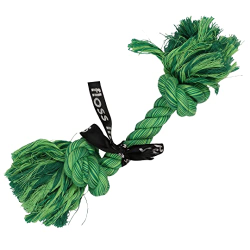 EBI, Do You Even Floss Dawg-Seil, 2 Knoten, 20 cm, Grün, Baumwolle, fest gedreht, gemischte grüne Farbe, hochwertig, bis ins Herz, trägt zu gesunden Zähnen und Zahnfleisch von EBI