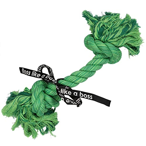 EBI, Do You Even Floss Dawg-Seil, 2 Knoten, 40 cm, Grün, Baumwolle, fest gedreht, gemischte grüne Farbe, hochwertig, bis ins Herz, trägt zu gesunden Zähnen und Zahnfleisch von Ebi & Ebi