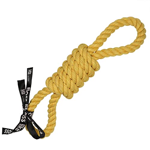 EBI, Tug Life-Seil, 2 Schlaufen, 32 cm, Gelb, mit Schnalle zum Apportieren und Ziehen, Baumwolle, fest gedreht, Mischung in Gelb, bis zum Herzen trägt zu gesunden Zähnen und Zahnfleisch bei von EBI