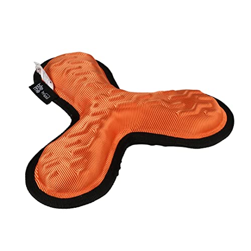 EBI, Tug-o-War Hundespielzeug, dreifach – O 22 x 14 x 5,5 cm, Orange, sehr robust und sehr robust, hochwertiger Eva-Schaum mit Oxford-Stoff, mit Quetscher, Stoff mit 3D-Motiven von Ebi & Ebi