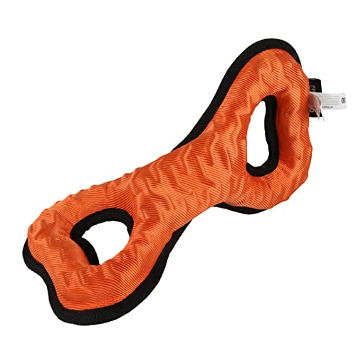 EBI, Tug-o-War Hundespielzeug geflochten – O 31 x 15,5 x 15 cm, Orange, sehr robust und sehr robust, hochwertiger Eva-Schaum mit Oxford-Stoff, mit Quetscher, Stoff mit 3D-Motiven von Ebi & Ebi