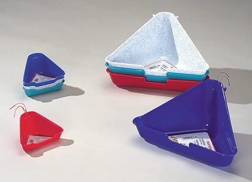 Ebi, Ecktoilette für Käfige, zufällige Farben, 35 cm, einfach zu reinigen, Synthetik, einfach an den Stäben zu befestigen Dank Haken, rutschfeste Füße, für Nagetiere von Ebi