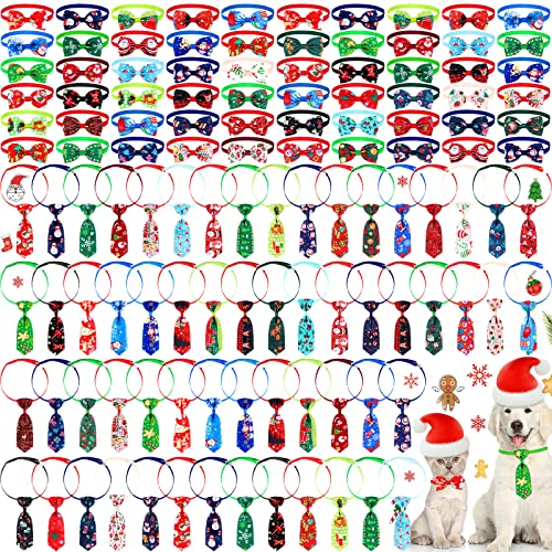 120 Stück Hunde-Fliege-Halsband-Set, Hundehalsbänder, verstellbares Hundezubehör für kleine Hunde, niedliche Hundehaarschleifen, Katzenfliege, Thanksgiving, Weihnachten (niedlicher Stil) von Eccliy
