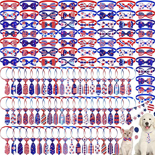 120 Stück Unabhängigkeitstag Hund Fliege Halsband Set 4. Juli Patriotische Hundekrawatten Verstellbare Hundezubehör für kleine Hunde Niedliche Hundehaarschleifen Katze Fliege Hundehalsband Dekoration von Eccliy