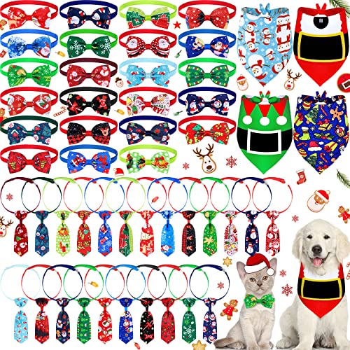 50 Stück Katze Hund Fliegen Halsband Set beinhaltet 4 Hundehalstücher, 23 HaustierKrawatten, 23 HaustierKostüm Fliegen, verstellbar für Hunde Katzen für Unabhängigkeit Thanksgiving Halloween von Eccliy