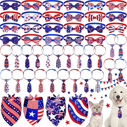 50-teiliges Halloween-Hunde-Fliegenhalsband-Set enthält 4 Hundehalstücher, 23 Haustier-Krawatten, 23 Haustier-Kostüm-Fliegen, verstellbar für Hunde, Halloween, Weihnachten (Flaggenmuster) von Eccliy