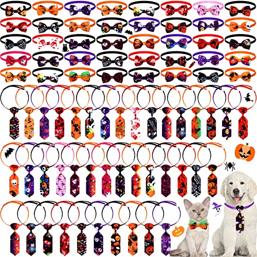 80 Stück HaustierFliegen Krawatten Thanksgiving Halloween Unabhängigkeitstag 40 Haustier Hunde Fliegen 40 Haustier Krawatten Verstellbares Halsband Hund Krawatte Zubehör für Hund Katze Urlaub von Eccliy