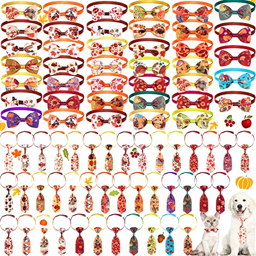 80 Stück HaustierFliegen Krawatten Thanksgiving Halloween Unabhängigkeitstag 40 Haustier Hunde Fliegen 40 Haustier Krawatten verstellbares Halsband Hund Krawatte Zubehör für Hund Katze Urlaub von Eccliy