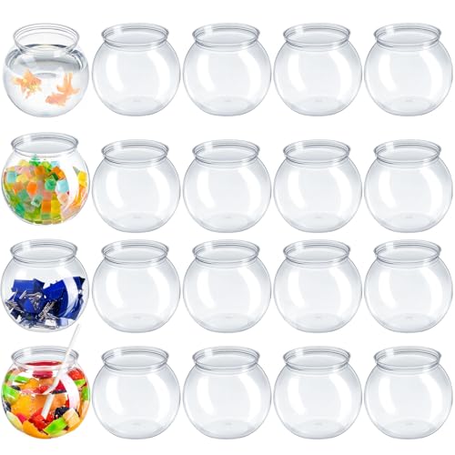 Eccliy 20er-Set klare Fischschalen mit Strohhalmen, Kunststoff-Fischschalen für Getränke, unzerbrechliche Goldfischschale für Karnevalsspiele, Halloween, Süßigkeiten, Tischaufsätze, Party-Dekorationen von Eccliy
