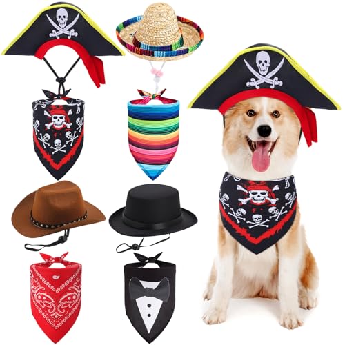 Eccliy Hundekostüm-Zubehör, formelles Smoking, Bandana, Halsband, Cowboy-Haustier-Piratenhut, mexikanischer Sombrero-Hut für Fiesta, Hochzeit, Halloween, Outfit, Zubehör, Foto-Requisite, Partyzubehör Eccliy Hundekostüm-Zubehör, formelles Smoking, Bandana, Halsband, Cowboy-Haustier-Piratenhut, mexikanischer Sombrero-Hut für Fiesta, Hochzeit, Halloween, Outfit, Zubehör, Foto-Requisite, Partyzubehör von Eccliy