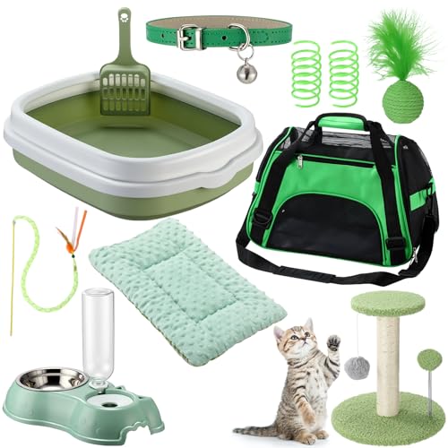 Eccliy Kitten Starter Kit, 10-teiliges Katzen-Starter-Kit für Indoor-Katzen Kitten Essentials inklusive Katzentoilette, Haustierspielzeug, faltbarer Träger, Klettergerüst, Matte, Halsband Eccliy Kitten Starter Kit, 10-teiliges Katzen-Starter-Kit für Indoor-Katzen Kitten Essentials inklusive Katzentoilette, Haustierspielzeug, faltbarer Träger, Klettergerüst, Matte, Halsband von Eccliy