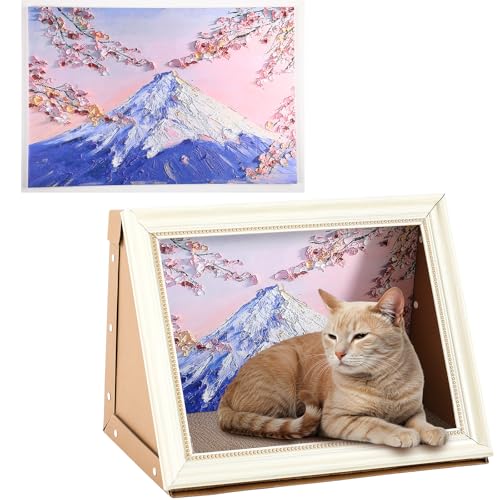 Eccliy Kratzbrett aus Karton, Ölgemälde, Vintage-Kunst-Bilderrahmen, Katzenkratzbrett, Kätzchen, Couch, Höhle für den Innenbereich, Kratzbrett, Heimdekoration (Sakura mit Berg, 55,9 x 38,1 x 33 cm) Eccliy Kratzbrett aus Karton, Ölgemälde, Vintage-Kunst-Bilderrahmen, Katzenkratzbrett, Kätzchen, Couch, Höhle für den Innenbereich, Kratzbrett, Heimdekoration (Sakura mit Berg, 55,9 x 38,1 x 33 cm) von Eccliy
