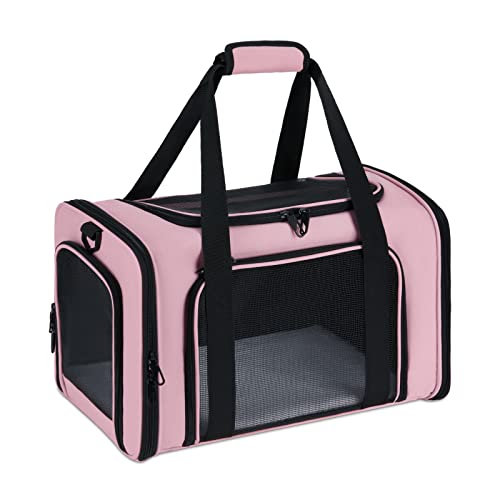 Echohana Hundetragetasche, weiche Hundetragetasche mit zwei Reißverschlüssen zum Verhindern von Entkommen und einem leicht identifizierbare Namensschilder (mittel, rosa) von Echohana