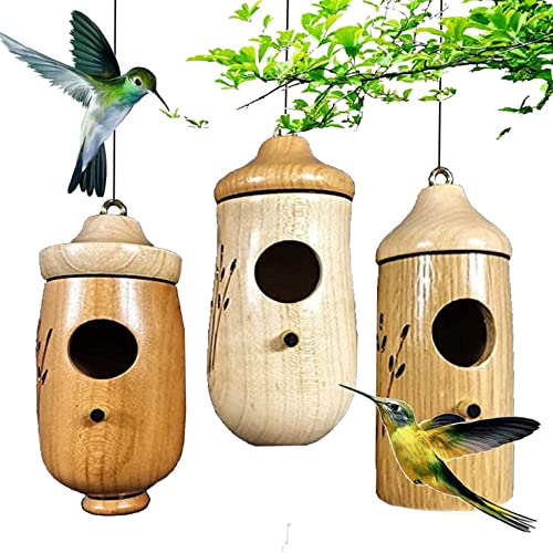 Echwave Vogelhaus aus Holz für draußen, 3 Stück Vogelschaukel Vogelnest für von Echwave