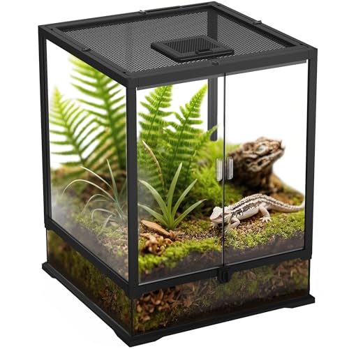 Eckpo Reptilien-Terrarium, Vollsicht-Tank mit Futteranschluss, Reptilien-Glas-Tank mit Netz-Entlüftung, 45,7 cm, 45,7 cm, 61 cm, geeignet für Chamäleon, Bartagame, Eidechse, Gecko und Schlange Eckpo Reptilien-Terrarium, Vollsicht-Tank mit Futteranschluss, Reptilien-Glas-Tank mit Netz-Entlüftung, 45,7 cm, 45,7 cm, 61 cm, geeignet für Chamäleon, Bartagame, Eidechse, Gecko und Schlange von Eckpo
