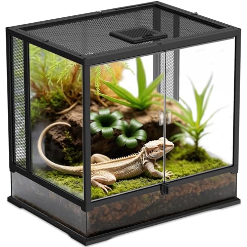 Eckpo Reptilien-Terrarium, Vollsicht-Tank mit Futteranschluss, Reptilien-Glastank mit Netz-Entlüftung, 61 cm, 45 cm, 61 cm, geeignet für Chamäleon, Bartagame, Eidechse, Gecko und Schlange Eckpo Reptilien-Terrarium, Vollsicht-Tank mit Futteranschluss, Reptilien-Glastank mit Netz-Entlüftung, 61 cm, 45 cm, 61 cm, geeignet für Chamäleon, Bartagame, Eidechse, Gecko und Schlange von Eckpo