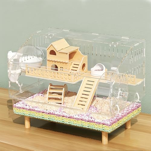 8-in-1-Acryl-Hamsterkäfig mit allem Zubehör, 2-lagiges Hamsterhaus mit vollständiger transparenter Sicht, offener Mauskäfig für Haustiermäuse, Hamster-Habitat für Zwerghamster, Rennmäuse, 47 x 30 x 37 8-in-1-Acryl-Hamsterkäfig mit allem Zubehör, 2-lagiges Hamsterhaus mit vollständiger transparenter Sicht, offener Mauskäfig für Haustiermäuse, Hamster-Habitat für Zwerghamster, Rennmäuse, 47 x 30 x 37 von Ecleng