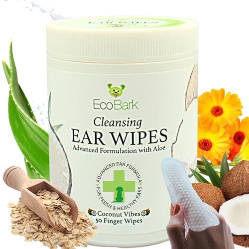 EcoBark Hundeohren-Tücher - Fingertücher für Hunde - Sanfter Kokosduft von EcoBark