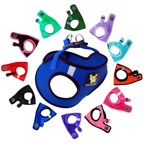 EcoBark Step in Dog Harness,Reflektierendes, weiches, luxuriöses Mesh-Hundegeschirr für XXS, XS, kleine und mittelgroße Hunde, verstellbare Haustierweste (Königsblau, Größe S) von EcoBark