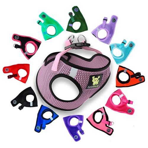 EcoBark Step in Hundegeschirr, reflektierend, weich, Ultra gepolstert, Netzgewebe, für XXS, XS, kleine und mittelgroße Hunde, umweltfreundlich, bequem, sicher, kein Ziehen, verstellbare Haustierweste von EcoBark