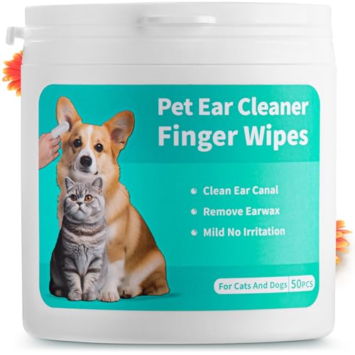 EcoEarth Premium-Tücher zur Ohrenreinigung bei Hunden – 50 Stück – Fingertücher zur Ohrenreinigung bei Haustieren – Perlengeprägte Textur zur Linderung von Juckreiz von EcoEarth