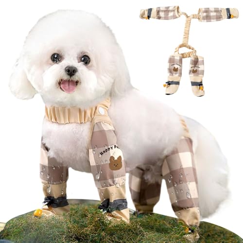 EcoGleam rutschfeste, Verstellbare Hundegurte mit Staubschutzhose mit Hosenträgern rutschfeste Hundepfoten-Schutzschuhe, schmutzabweisende Pets Staubschutzhose für kleine und mittelgroße Hunde von EcoGleam