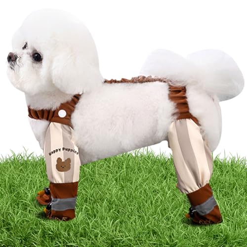 EcoGleam rutschfeste, Verstellbare Hundegurte mit Staubschutzhose mit Hosenträgern rutschfeste Hundepfoten-Schutzschuhe, schmutzabweisende Pets Staubschutzhose für kleine und mittelgroße Hunde von EcoGleam