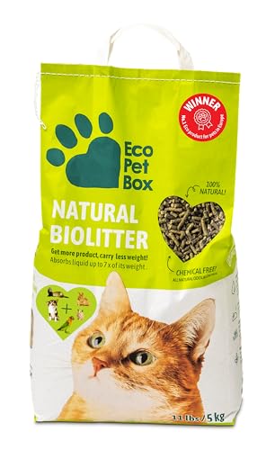 EcoPetBox Premium Bio-Katzenstreu, Natürlich aus Sägemehl & Heu, Geruchskontrolle ohne Chemie, Staubfrei, 4x3kg Beutel, Für Katzen, kleine Hunde & Kleintiere - Frühlingsangebot! von EcoPetBox