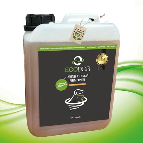 Ecodor UF2000 4Pets Uringeruch Entferner 2500ml | 100% Biologischer Urin-Geruchsentferner für Katzen und Hunde Uringeruch | Parfümfrei, Effektiv für Haustiere | Konzentrat 1 aus 5 Nachfüllpackung von Ecodor