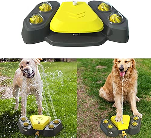 Ecoodisk Sommer-Haustier-Bade-Sprinkler, für den Außenbereich, Wasser-Spiel-Sprinkler, Step-On-Hunde-Wassersystem, sicher, selbstbewässernd, Hundespielzeug, Gelb von Ecoodisk