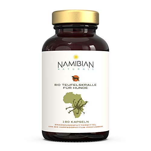 Namibian Naturals Bio Teufelskralle Kapseln für Hunde - Bio & Fair Trade Zertifiziert - 180 Kapseln mit je 700 mg hochdosiert - Harpagophytum procumbens von Namibian Naturals