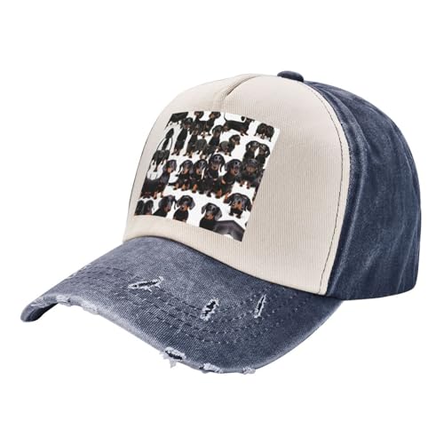 Baseballkappe mit Dackel-Motiv, Vintage-Stil, gewaschen, Sportmütze, verstellbare Baumwolle, für Damen und Herren von EdWal