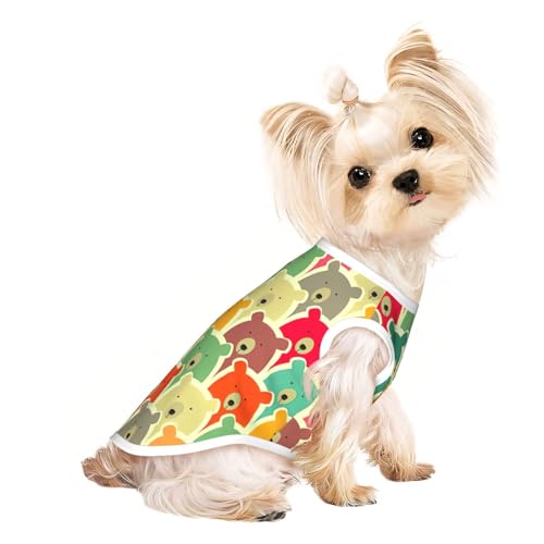 Buntes Hunde-Shirt mit Bären-Aufdruck, für kleine Hunde, dehnbares T-Shirt, leichtes Tank-Top, ärmellos, gestreift Buntes Hunde-Shirt mit Bären-Aufdruck, für kleine Hunde, dehnbares T-Shirt, leichtes Tank-Top, ärmellos, gestreift von EdWal