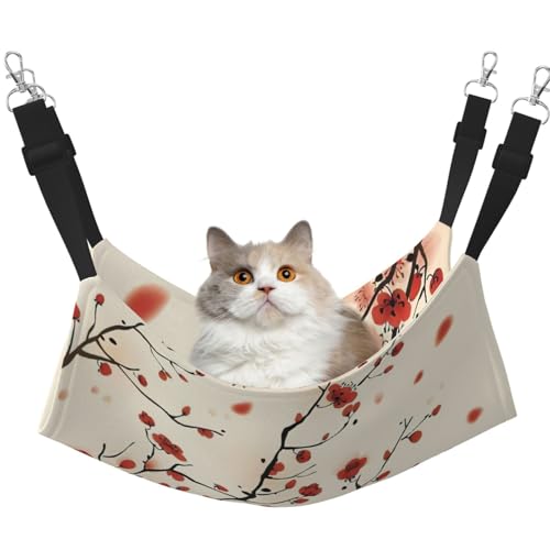 EdWal Japanische Frühlings-Pflaumen-Blumendruck, weiche Schlafhängematte, Katzenhängematte zum Aufhängen von Käfigen, Haustier-Hängematte, Bett, verstellbar, für kleine Tiere EdWal Japanische Frühlings-Pflaumen-Blumendruck, weiche Schlafhängematte, Katzenhängematte zum Aufhängen von Käfigen, Haustier-Hängematte, Bett, verstellbar, für kleine Tiere von EdWal