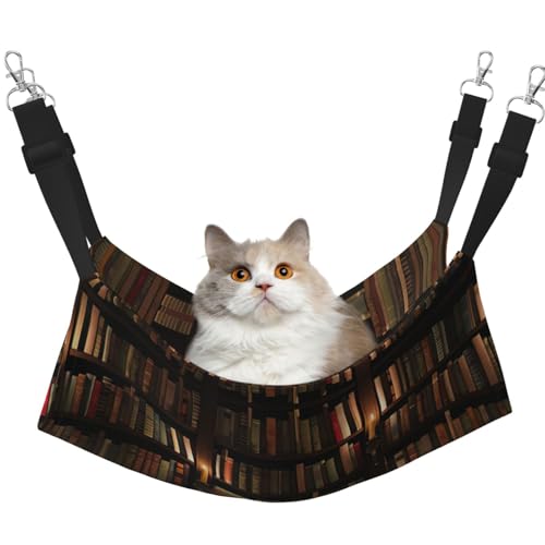 EdWal Katzenhängematte mit mysteriösem Bibliotheksdruck, weich, zum Aufhängen von Käfigen, Haustier-Hängematte, Bett, verstellbar, für kleine Tiere EdWal Katzenhängematte mit mysteriösem Bibliotheksdruck, weich, zum Aufhängen von Käfigen, Haustier-Hängematte, Bett, verstellbar, für kleine Tiere von EdWal