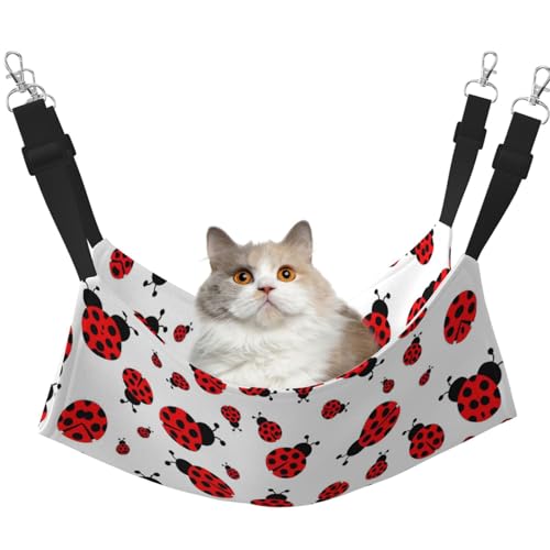 EdWal Ladybug Weiche Schlafhängematte für Katzen zum Aufhängen von Käfigen, Haustier-Hängematte, Bett, verstellbar, für kleine Tiere von EdWal