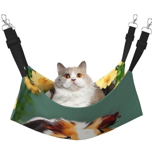EdWal Weiche Hängematte mit Blumenmotiv und Meerschweinchen-Druck, Katzenhängematte zum Aufhängen von Käfigen, Haustier-Hängematte, Bett, verstellbar, für kleine Tiere EdWal Weiche Hängematte mit Blumenmotiv und Meerschweinchen-Druck, Katzenhängematte zum Aufhängen von Käfigen, Haustier-Hängematte, Bett, verstellbar, für kleine Tiere von EdWal