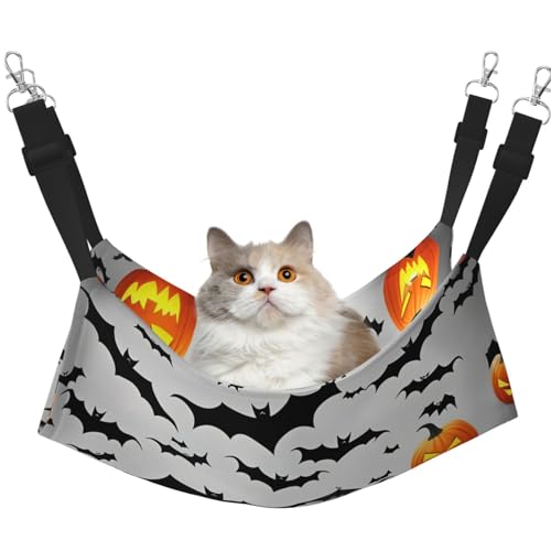 EdWal Weiche Hängematte mit Halloween-Motiv mit fliegenden Fledermäusen, Katzenhängematte zum Aufhängen von Käfigen, Haustier-Hängematte, Bett, verstellbar, für kleine Tiere EdWal Weiche Hängematte mit Halloween-Motiv mit fliegenden Fledermäusen, Katzenhängematte zum Aufhängen von Käfigen, Haustier-Hängematte, Bett, verstellbar, für kleine Tiere von EdWal