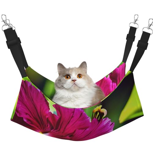 EdWal Weiche Hängematte mit Hibiskusblumen-Druck, Katzenhängematte zum Aufhängen von Käfigen, Haustier-Hängematte, Bett, verstellbar, für kleine Tiere EdWal Weiche Hängematte mit Hibiskusblumen-Druck, Katzenhängematte zum Aufhängen von Käfigen, Haustier-Hängematte, Bett, verstellbar, für kleine Tiere von EdWal