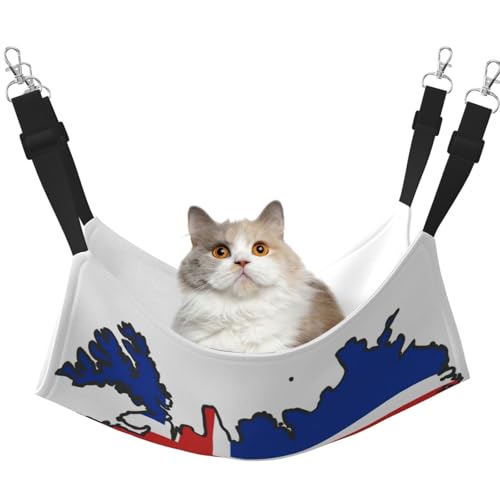 EdWal Weiche Hängematte mit Island-Flagge, Katzen-Hängematte zum Aufhängen von Käfigen, Haustier-Hängematte, Bett, verstellbar, für kleine Tiere von EdWal