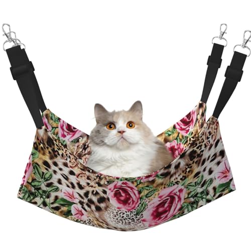 EdWal Weiche Hängematte mit Tiger-Leopardenmuster, Rosen-Blumendruck, Katzenhängematte zum Aufhängen von Käfigen, Haustier-Hängematte, Bett, verstellbar, für kleine Tiere EdWal Weiche Hängematte mit Tiger-Leopardenmuster, Rosen-Blumendruck, Katzenhängematte zum Aufhängen von Käfigen, Haustier-Hängematte, Bett, verstellbar, für kleine Tiere von EdWal