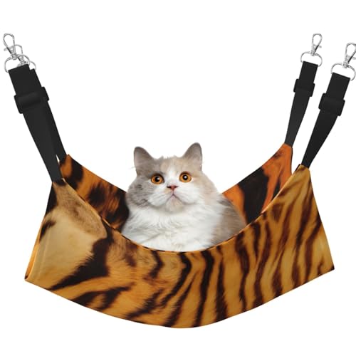 EdWal Weiche Hängematte mit Tiger-Streifenmuster, Katzenhängematte zum Aufhängen von Käfigen, Haustier-Hängematte, Bett, verstellbar, für kleine Tiere EdWal Weiche Hängematte mit Tiger-Streifenmuster, Katzenhängematte zum Aufhängen von Käfigen, Haustier-Hängematte, Bett, verstellbar, für kleine Tiere von EdWal