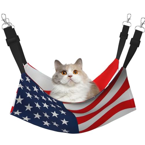 EdWal Weiche Hängematte mit amerikanischer Flagge, patriotischer Druck, Katzenhängematte zum Aufhängen von Käfigen, Haustier-Hängematte, Bett, verstellbar, für kleine Tiere EdWal Weiche Hängematte mit amerikanischer Flagge, patriotischer Druck, Katzenhängematte zum Aufhängen von Käfigen, Haustier-Hängematte, Bett, verstellbar, für kleine Tiere von EdWal