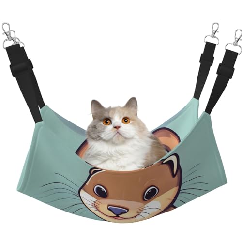 EdWal Weiche Hängematte mit süßem Otter-Motiv, Katzen-Hängematte zum Aufhängen von Käfigen, Haustier-Hängematte, Bett, verstellbar, für kleine Tiere EdWal Weiche Hängematte mit süßem Otter-Motiv, Katzen-Hängematte zum Aufhängen von Käfigen, Haustier-Hängematte, Bett, verstellbar, für kleine Tiere von EdWal