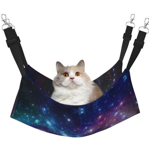 EdWal Weiche Schlaf-Hängematte mit Galaxie-Druck, Katzenhängematte zum Aufhängen von Käfigen, Haustier-Hängematte, Bett, verstellbar, für kleine Tiere EdWal Weiche Schlaf-Hängematte mit Galaxie-Druck, Katzenhängematte zum Aufhängen von Käfigen, Haustier-Hängematte, Bett, verstellbar, für kleine Tiere von EdWal