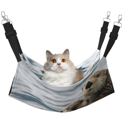 EdWal Weiche Schlaf-Hängematte mit Otter-Druck, Katzenhängematte zum Aufhängen von Käfigen, Haustier-Hängematte, Bett, verstellbar, für kleine Tiere EdWal Weiche Schlaf-Hängematte mit Otter-Druck, Katzenhängematte zum Aufhängen von Käfigen, Haustier-Hängematte, Bett, verstellbar, für kleine Tiere von EdWal