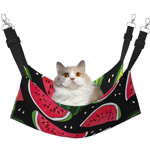 EdWal Weiche Schlaf-Hängematte mit Wassermelonen-Druck, Katzenhängematte zum Aufhängen von Käfigen, Haustier-Hängematte, Bett, verstellbar, für kleine Tiere EdWal Weiche Schlaf-Hängematte mit Wassermelonen-Druck, Katzenhängematte zum Aufhängen von Käfigen, Haustier-Hängematte, Bett, verstellbar, für kleine Tiere von EdWal