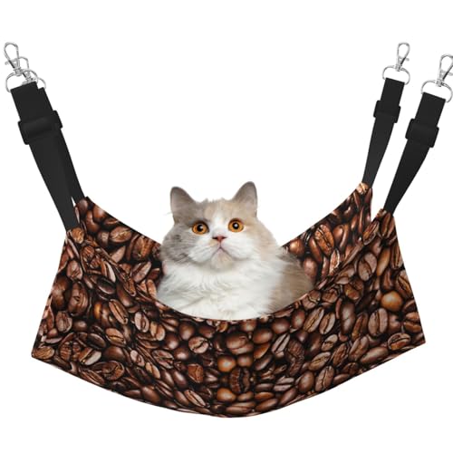 EdWal Weiche Schlaf-Hängematte mit lustigem Kaffeebohnen-Druck, Katzenhängematte zum Aufhängen von Käfigen, Haustier-Hängematte, Bett, verstellbar, für kleine Tiere EdWal Weiche Schlaf-Hängematte mit lustigem Kaffeebohnen-Druck, Katzenhängematte zum Aufhängen von Käfigen, Haustier-Hängematte, Bett, verstellbar, für kleine Tiere von EdWal
