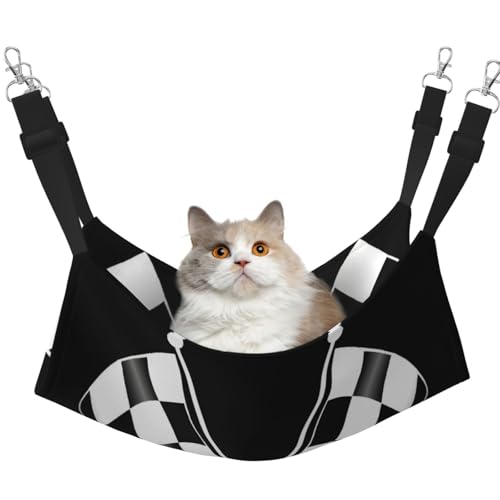 EdWal Weiche Schlafhängematte, Katzen-Hängematte zum Aufhängen von Käfigen, Haustier-Hängematte, verstellbar, für kleine Tiere, Schwarz / Weiß EdWal Weiche Schlafhängematte, Katzen-Hängematte zum Aufhängen von Käfigen, Haustier-Hängematte, verstellbar, für kleine Tiere, Schwarz / Weiß von EdWal
